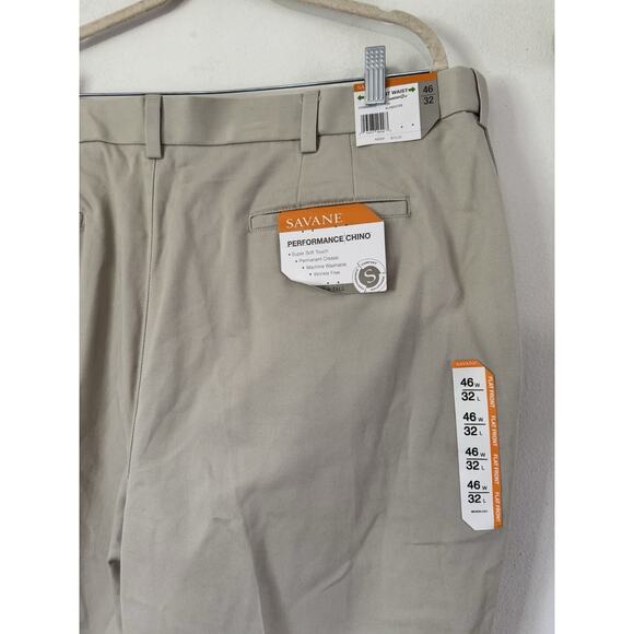 NWT Savane Performance Chino Khaki Comfort Waist Straight Leg Pants Men’s 46x32 - Picture 4 of 7